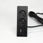 Recessed France Power Bar Power Strip With 2AC 1 USB-A 1 USB-C