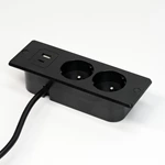 Recessed France Power Bar Power Strip With 2AC 1 USB-A 1 USB-C