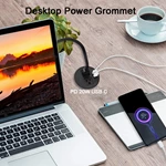 Desktop Power Grommet With Pd 20w Usb C,recessed Power Strip With Usb Port, Desk Outlet Socket With Usb C,2 Ac Outlets And 3 Usb Charging Port 6.56 Ft Extension Cord