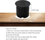 Desktop Power Grommet With Pd 20w Usb C,recessed Power Strip With Usb Port, Desk Outlet Socket With Usb C,2 Ac Outlets And 3 Usb Charging Port 6.56 Ft Extension Cord