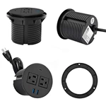 Desktop Power Grommet With Pd 20w Usb C,recessed Power Strip With Usb Port, Desk Outlet Socket With Usb C,2 Ac Outlets And 3 Usb Charging Port 6.56 Ft Extension Cord