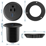 Desktop Power Grommet, 2inch Desktop Power Grommet Outlet, Recessed Power Strip Outlet with 1 USB and 1 Type-C, 20W PD Fast Charge for Desk, Kitchen, Office, Home, Hotel