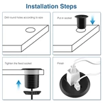 Desktop Power Grommet, 2inch Desktop Power Grommet Outlet, Recessed Power Strip Outlet with 1 USB and 1 Type-C, 20W PD Fast Charge for Desk, Kitchen, Office, Home, Hotel