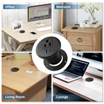 Desktop Power Grommet, 2inch Desktop Power Grommet Outlet, Recessed Power Strip Outlet with 1 USB and 1 Type-C, 20W PD Fast Charge for Desk, Kitchen, Office, Home, Hotel
