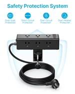 Desk Clamp Power Strip With 9 Outlets, Desktop Edge Mount Surge Protector With Usb-a And Usb-c Port