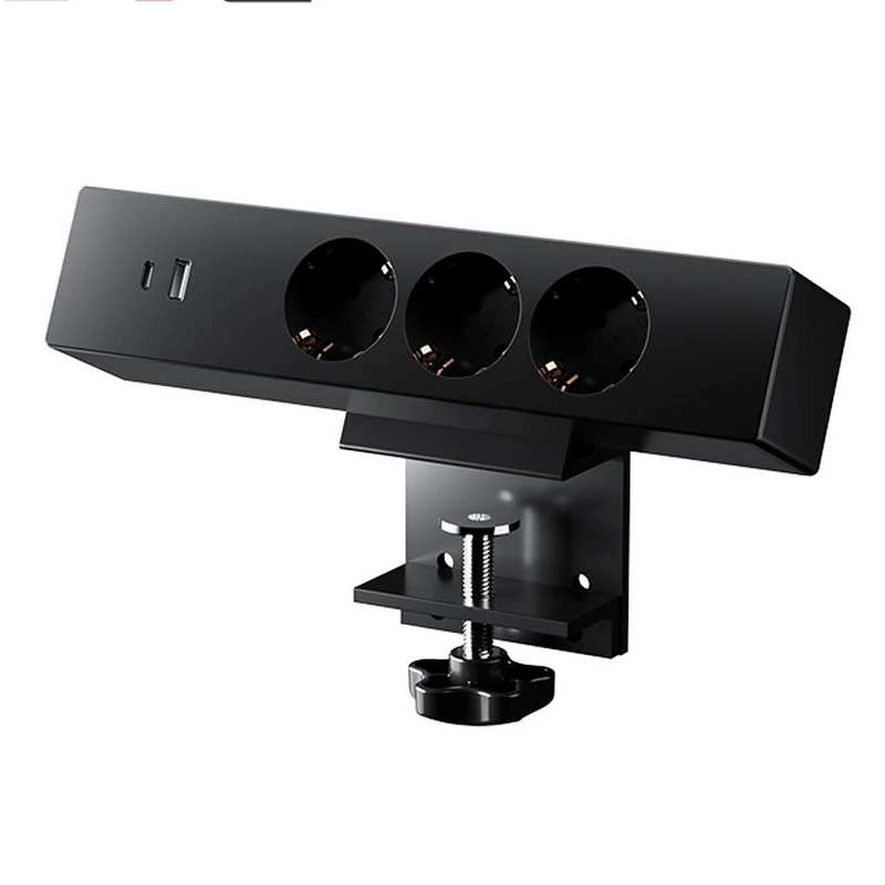 New Power Socket With Usb Port 3AC Outlet Eu Power Socket Schuko Socket Desk Clamp Power Outlet