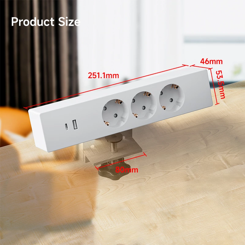 New Power Socket With Usb Port 3AC Outlet Eu Power Socket Schuko Socket Desk Clamp Power Outlet