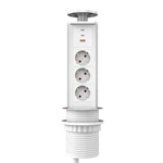 Tabletop Power Strip with 3 Outlets and Pop up Socket Aluminum & Copper EU Plug for Home Office Kitchen 2type-c 1usb-A 67W