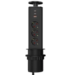 Tabletop Power Strip with 3 Outlets and Pop up Socket Aluminum & Copper EU Plug for Home Office Kitchen 2type-c 1usb-A 67W