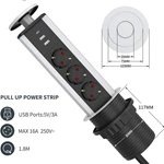 Tabletop Power Strip with 3 Outlets and Pop up Socket Aluminum & Copper EU Plug for Home Office Kitchen 2type-c 1usb-A 67W