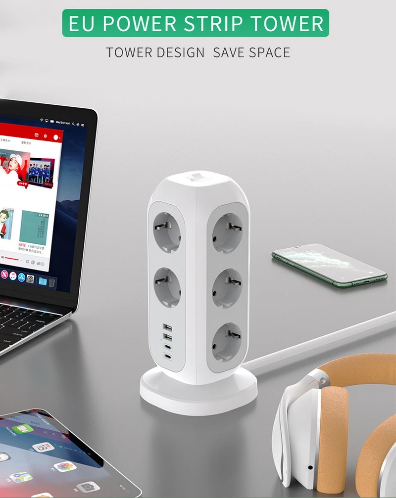 Tower Power Socket With 11 EU Power 2 USB-A, 2USB-C