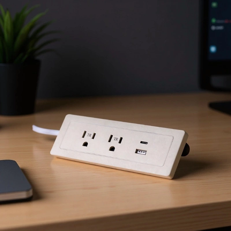 Gold Recessed Power Strip With 2 Usb Outlet 1 Usb-a 1 Usb-c