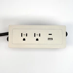 Gold Recessed Power Strip With 2 Usb Outlet 1 Usb-a 1 Usb-c