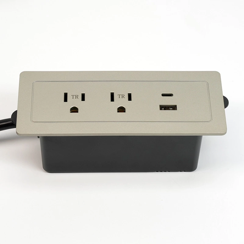 Gold Recessed Power Strip With 2 Usb Outlet 1 Usb-a 1 Usb-c