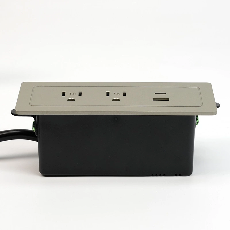 Gold Recessed Power Strip With 2 Usb Outlet 1 Usb-a 1 Usb-c