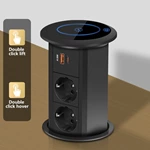 Aliminum Alloy Electrical Motorized Pop-up Power Socket With Wireless Charger 15w