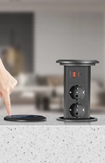 Aliminum Alloy Electrical Motorized Pop-up Power Socket With Wireless Charger 15w