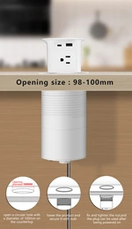 Hole size 100MM hydraulic pop up lift socket outlet for office, kitchen