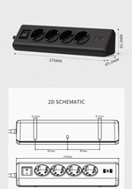 Non-slip Track Kitchen Corner Power Socket 16A German 2 USB-A 1TYPE-C 20W