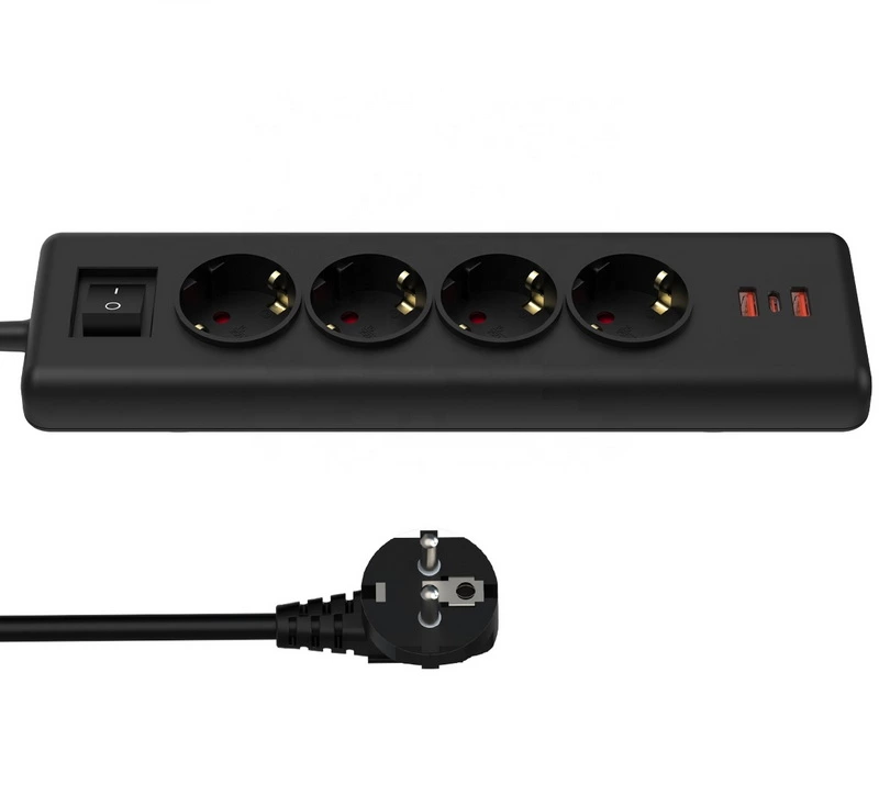 Non-slip Track Kitchen Corner Power Socket 16A German 2 USB-A 1TYPE-C 20W