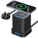9 -in-1 UK power outlet Tower socket Wireless charger