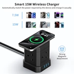 9 -in-1 UK power outlet Tower socket Wireless charger