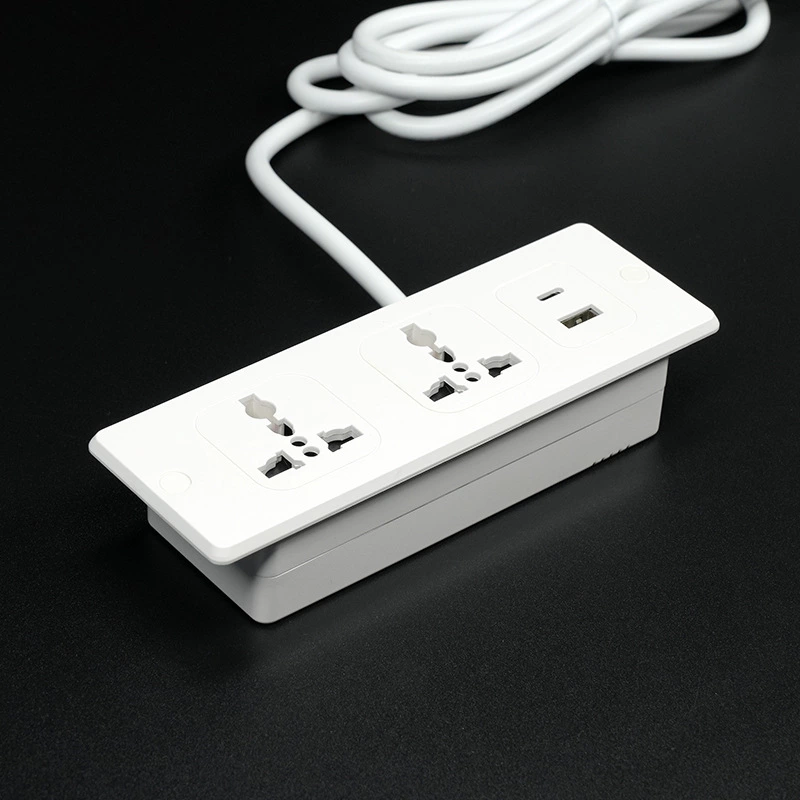 Office Desk Universal Power Strip With 2 Outlet 1usb-a 1 Usb-c