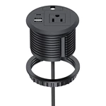 Desktop Power Grommet Outlet PD 20W Fast Charging USB-C,Tamper-Resistant Design AC Outlets,3.15'' Cable Hole Grommet Outlet,Recessed Power Grommet with 3 USB Ports (1-Pack)