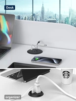 Desktop Power Grommet Outlet PD 20W Fast Charging USB-C,Tamper-Resistant Design AC Outlets,3.15'' Cable Hole Grommet Outlet,Recessed Power Grommet with 3 USB Ports (1-Pack)