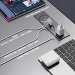 Recessed Power Strip with 15W Wireless Charger, Flush Mount Power Strip with 2 Outlets, 2 USB, and 6.56FT Flat Plug Cable, Furniture Recessed Outlet for Drawer, End Table, Sofa, Cabinet