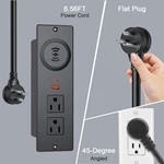 Recessed Power Strip with 15W Wireless Charger, Flush Mount Power Strip with 2 Outlets, 2 USB, and 6.56FT Flat Plug Cable, Furniture Recessed Outlet for Drawer, End Table, Sofa, Cabinet