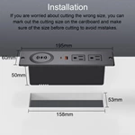 Recessed Power Strip with 15W Wireless Charger, Flush Mount Power Strip with 2 Outlets, 2 USB, and 6.56FT Flat Plug Cable, Furniture Recessed Outlet for Drawer, End Table, Sofa, Cabinet