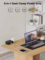 Desk Clamp Power Strip 4AC Outlet 2USB-C Ports,2 USB-A Ports,Desktop Tube Edge Mount Outlet Under Desk Table Leg Widely Spaced Surge Protector Outlet Station,6.6ft Heavy Duty Plug and Cord