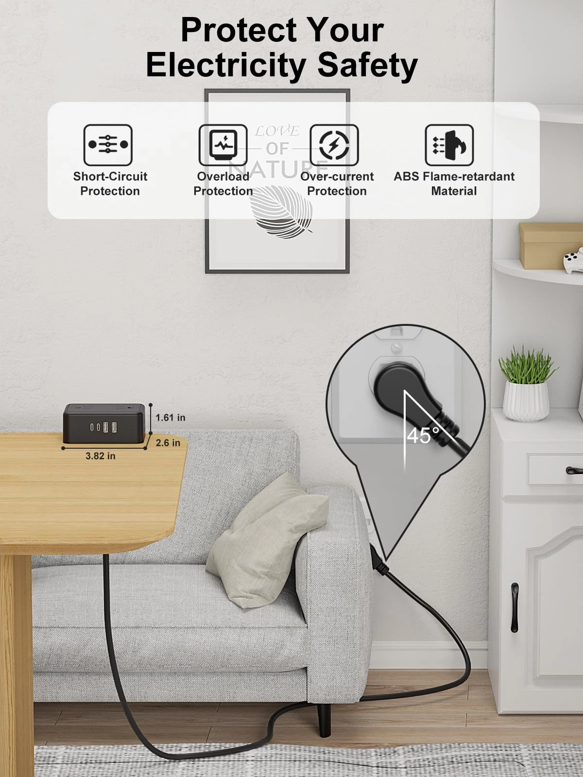 Desk Clamp Power Strip 4AC Outlet 2USB-C Ports,2 USB-A Ports,Desktop Tube Edge Mount Outlet Under Desk Table Leg Widely Spaced Surge Protector Outlet Station,6.6ft Heavy Duty Plug and Cord