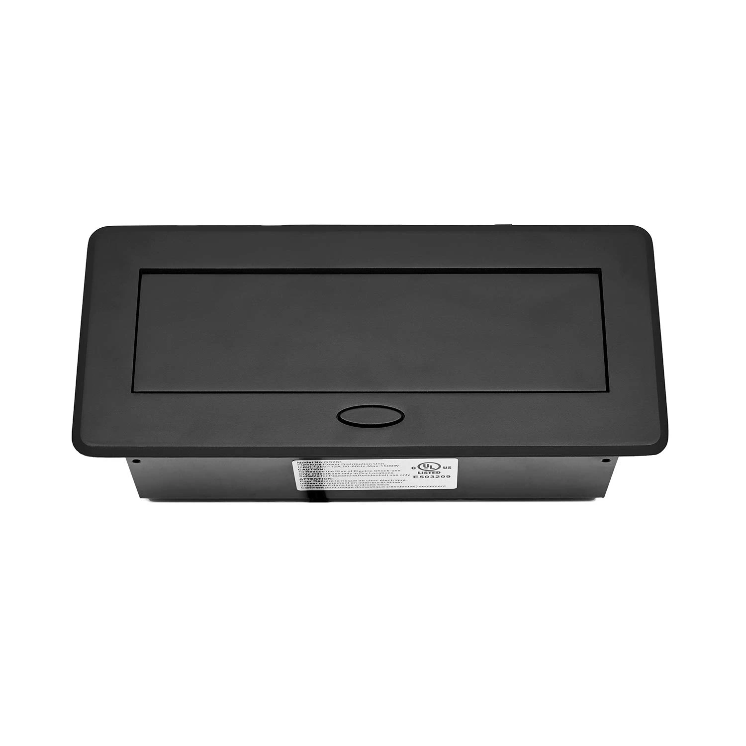 UL Listed Power Strip, Pop Up Power Cover Box Desktop Socket with Dual USB Charging Ports, Stainless Steel Receptacle Outlet for Conference Room Countertop (Black)