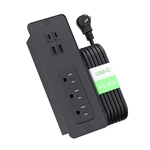 Drawer Outlet with PD 65W USB C, Recessed Power Strip with 3 Outlets 4 USB Ports, Recessed Outlet with 2M Flat Plug Cable for Side Table Sofa Table, Black