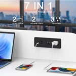 Drawer Outlet with PD 65W USB C, Recessed Power Strip with 3 Outlets 4 USB Ports, Recessed Outlet with 2M Flat Plug Cable for Side Table Sofa Table, Black