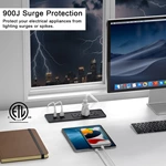 Drawer Outlet with PD 65W USB C, Recessed Power Strip with 3 Outlets 4 USB Ports, Recessed Outlet with 2M Flat Plug Cable for Side Table Sofa Table, Black