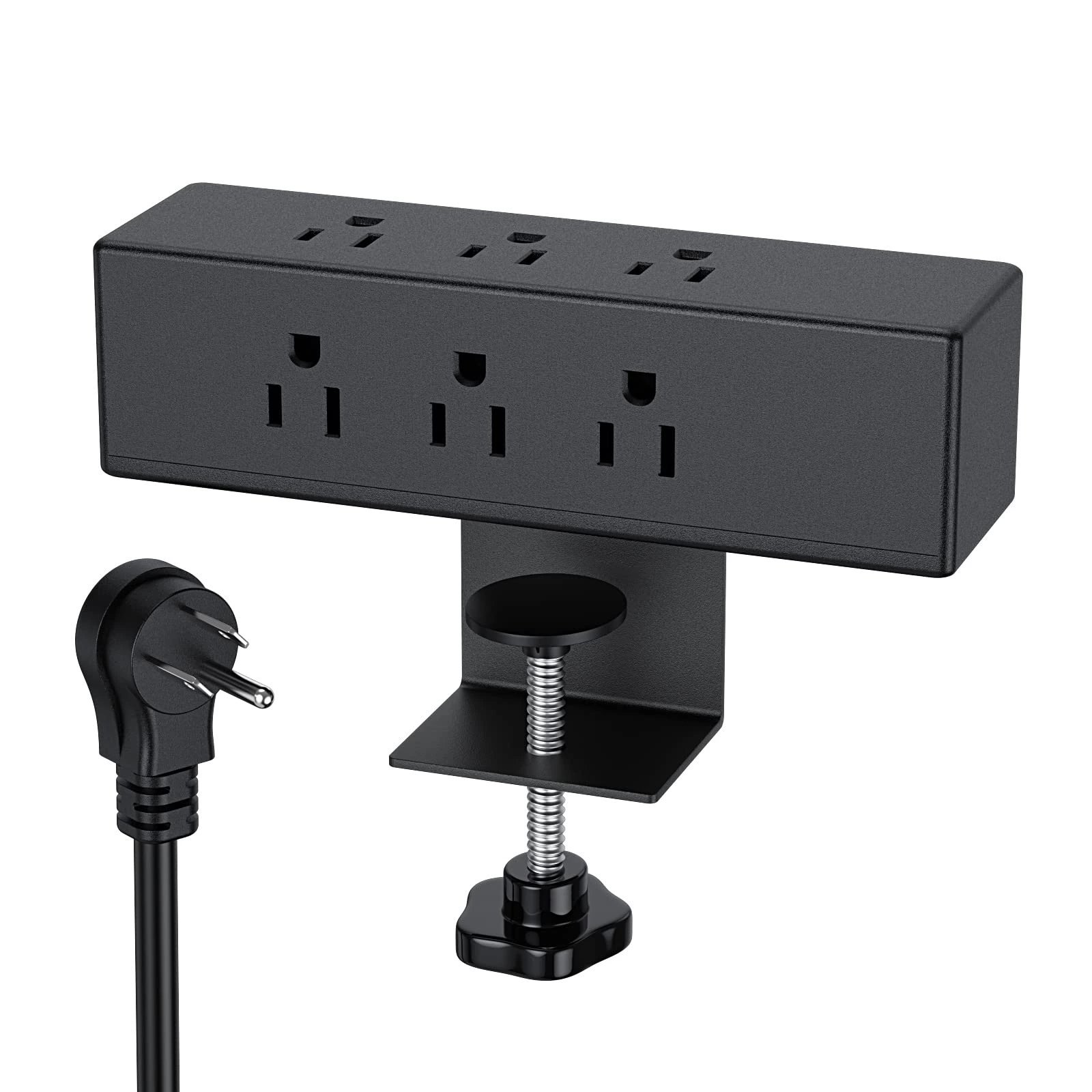 Desk Clamp Power Strip, Desktop Charging Station with 6 Outlets, Desk Outlets Connect 6.56FT Extension Cord, Flat Plug Desk Extender Power Supply for Office, Home