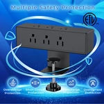 Desk Clamp Power Strip, Desktop Charging Station with 6 Outlets, Desk Outlets Connect 6.56FT Extension Cord, Flat Plug Desk Extender Power Supply for Office, Home