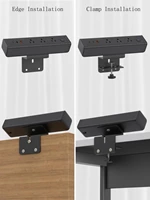 Desk Clamp Power Strip with 65W USB-C&USB A Ports 3 AC Outlet, Nightstand Edge Mount Charging Station Power Strip with USB-C Ports Tabletop Surge Protector for Home Office, Dorm Room(Black)