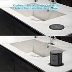 Pop up Outlet for Countertop with 15W Wireless Charger,4 Outlets 2 PD20W USB-C Ports,3.35 ''(85mm) Desk Hole Power Grommet,Pop Up Power Outlet for Kitchen Countertop,Office Conference Table (Black)