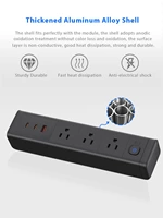 Desk Clamp Power Strip with 65W USB-C&USB A Ports 3 AC Outlet, Nightstand Edge Mount Charging Station Power Strip with USB-C Ports Tabletop Surge Protector for Home Office, Dorm Room(Black)