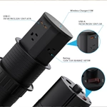 Pop up Outlet for Countertop with 15W Wireless Charger,4 Outlets 2 PD20W USB-C Ports,3.35 ''(85mm) Desk Hole Power Grommet,Pop Up Power Outlet for Kitchen Countertop,Office Conference Table (Black)