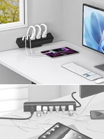 Desk Clamp Power Strip with 65W USB-C&USB A Ports 3 AC Outlet, Nightstand Edge Mount Charging Station Power Strip with USB-C Ports Tabletop Surge Protector for Home Office, Dorm Room(Black)
