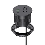 Recessed Power Grommet 3 inch With 65W USB C Ports 2 AC Outlets,Recessed Outlet Fast Charging Station,Desk Hole Grommet Outlets,Round Desktop Power Grommet Outlet for Office,Home (Black, 65W USB Port)