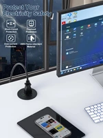 Recessed Power Grommet 3 inch With 65W USB C Ports 2 AC Outlets,Recessed Outlet Fast Charging Station,Desk Hole Grommet Outlets,Round Desktop Power Grommet Outlet for Office,Home (Black, 65W USB Port)