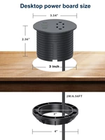 Recessed Power Grommet 3 inch With 65W USB C Ports 2 AC Outlets,Recessed Outlet Fast Charging Station,Desk Hole Grommet Outlets,Round Desktop Power Grommet Outlet for Office,Home (Black, 65W USB Port)