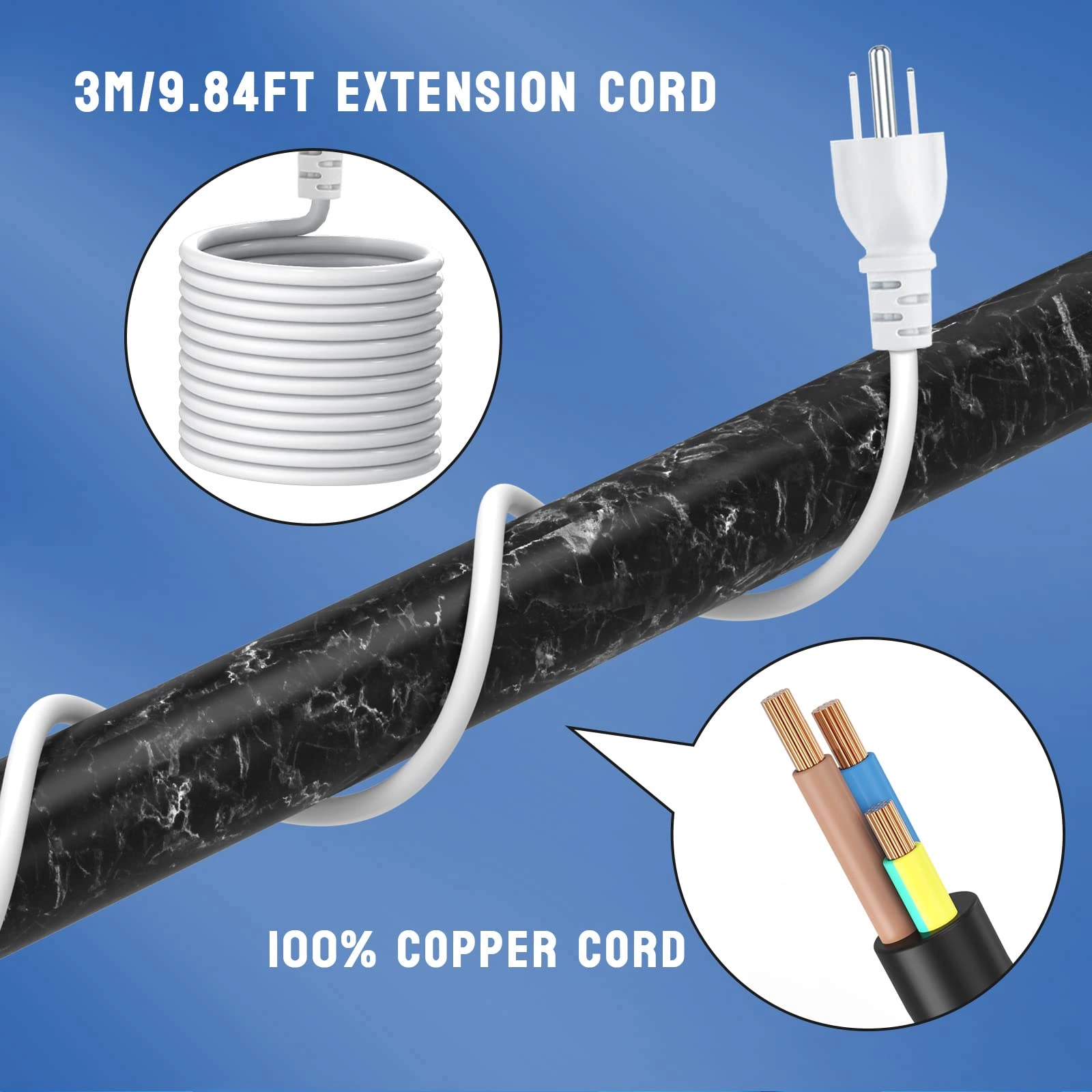 Desk Power Strip with USB C, Desk Clamp Power Strip with 4 AC Outlets, Desk Outlets Connect 9.84FT Extension Cord for Home Office, White