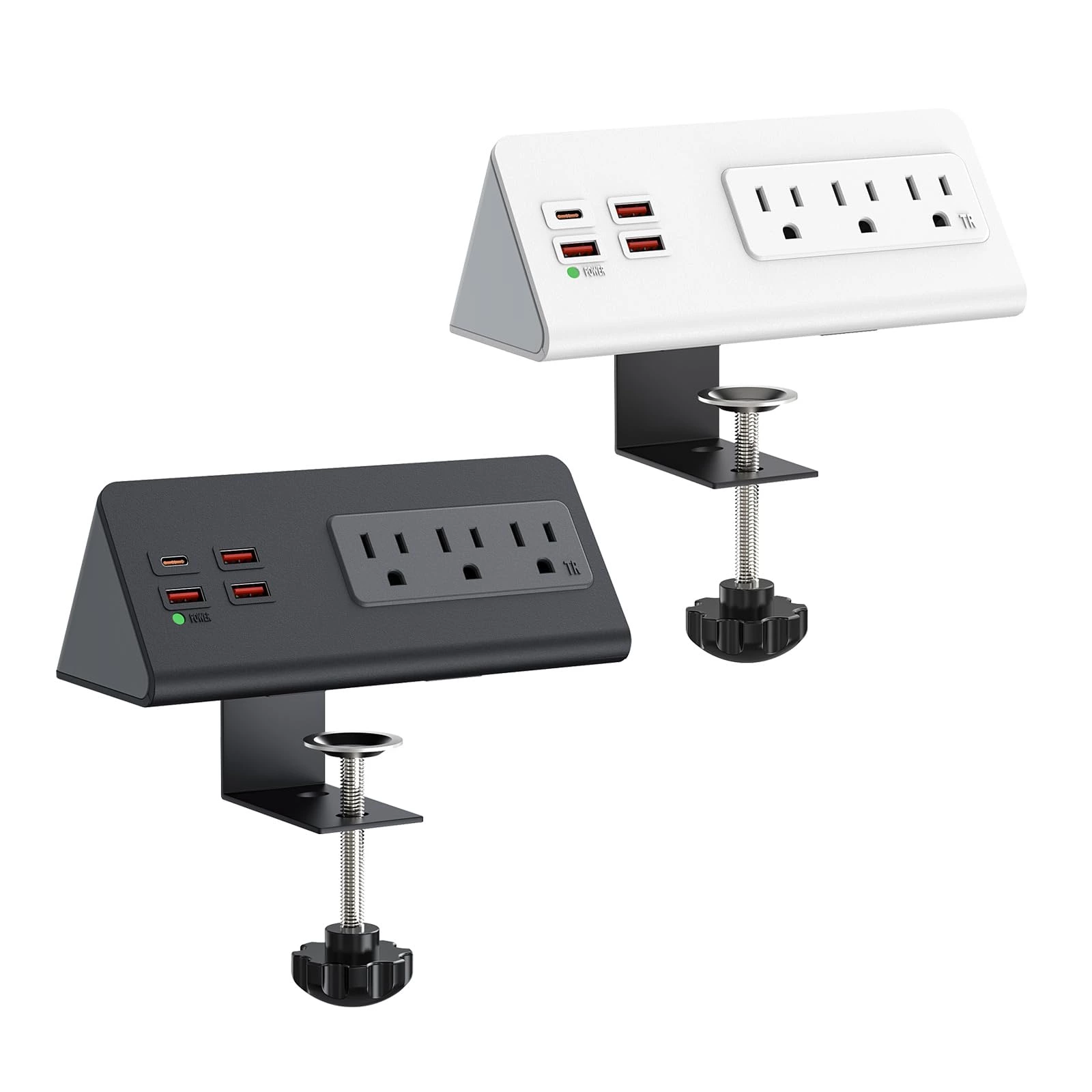 Nightstand Charging Station with PD 20W USB C, Nightstand Edge Power Strip with 3 AC Outlets, 4 Fast Charging USB Ports, Connect 6.56FT Flat Plug, Desk Surge Protector for Office Home Hotel, Black